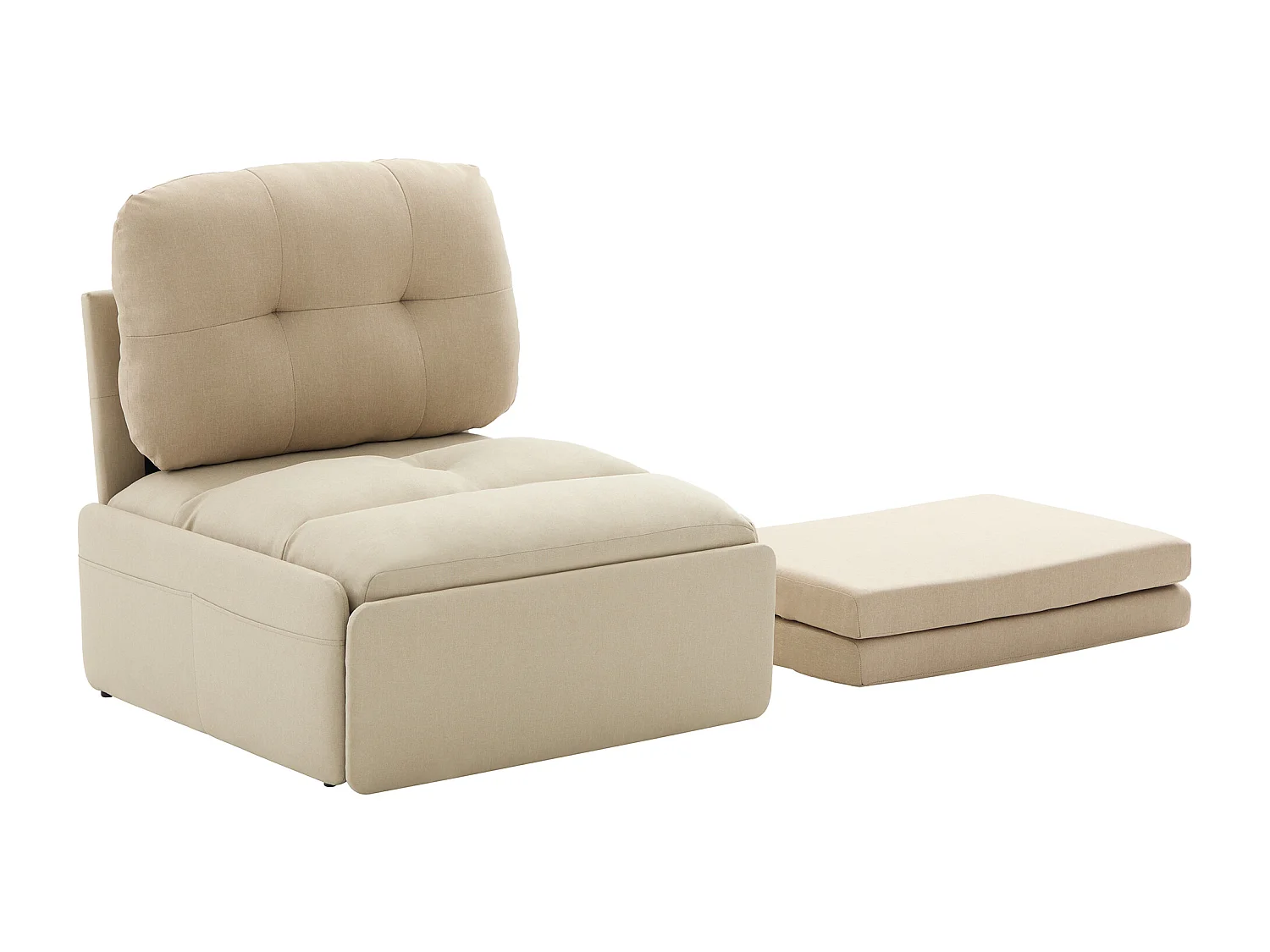 Canapé convertible moderne 2 en 1 - 195 x 81.5 x 90 cm - canapé-lit gigogne avec coussin - lin - beige