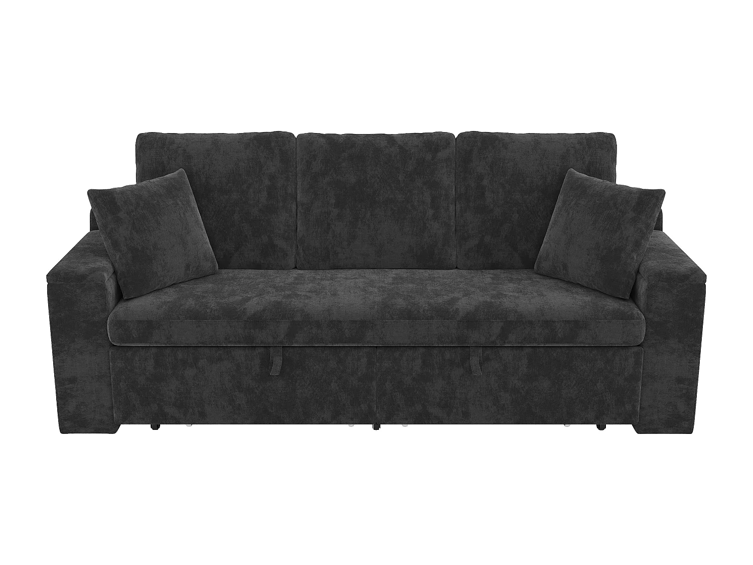 3-zits slaapbank - 210,5 x 192 x 93 cm - met opbergruimte + USB-poort - uitschuifbaar metalen frame - fluweel - grijs