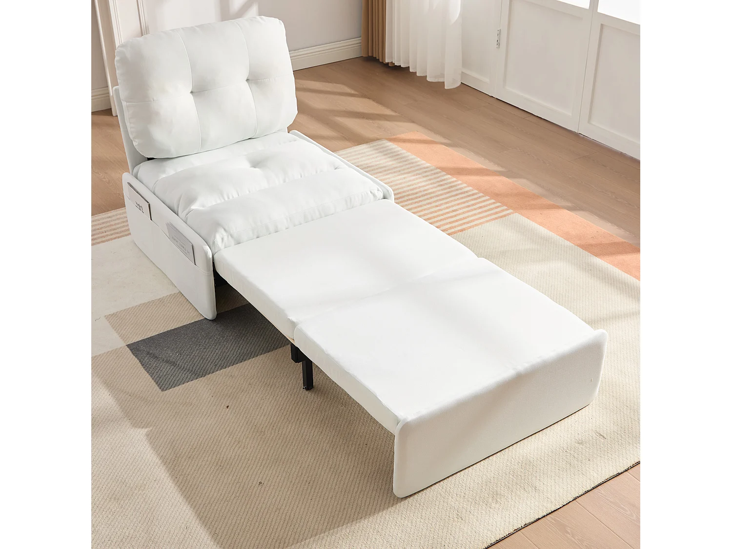 Canapé convertible moderne 2 en 1 - 195 x 81.5 x 90 cm - canapé-lit gigogne avec coussin - lin - blanc