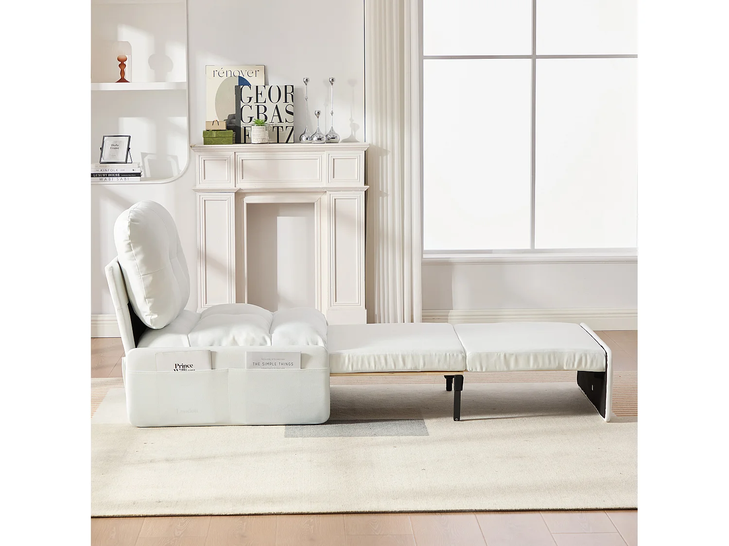 Canapé convertible moderne 2 en 1 - 195 x 81.5 x 90 cm - canapé-lit gigogne avec coussin - lin - blanc