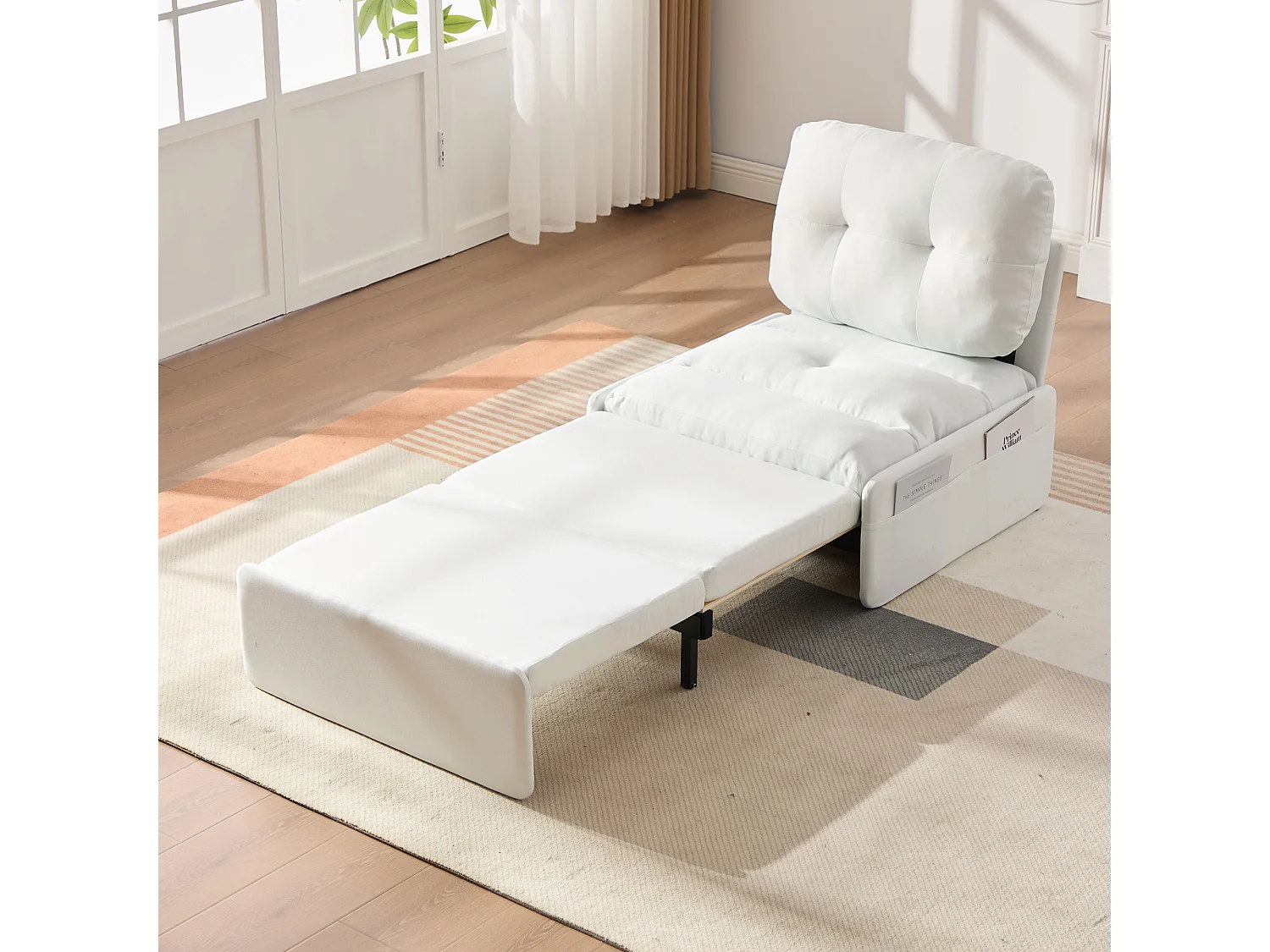 Canapé convertible moderne 2 en 1 - 195 x 81.5 x 90 cm - canapé-lit gigogne avec coussin - lin - blanc