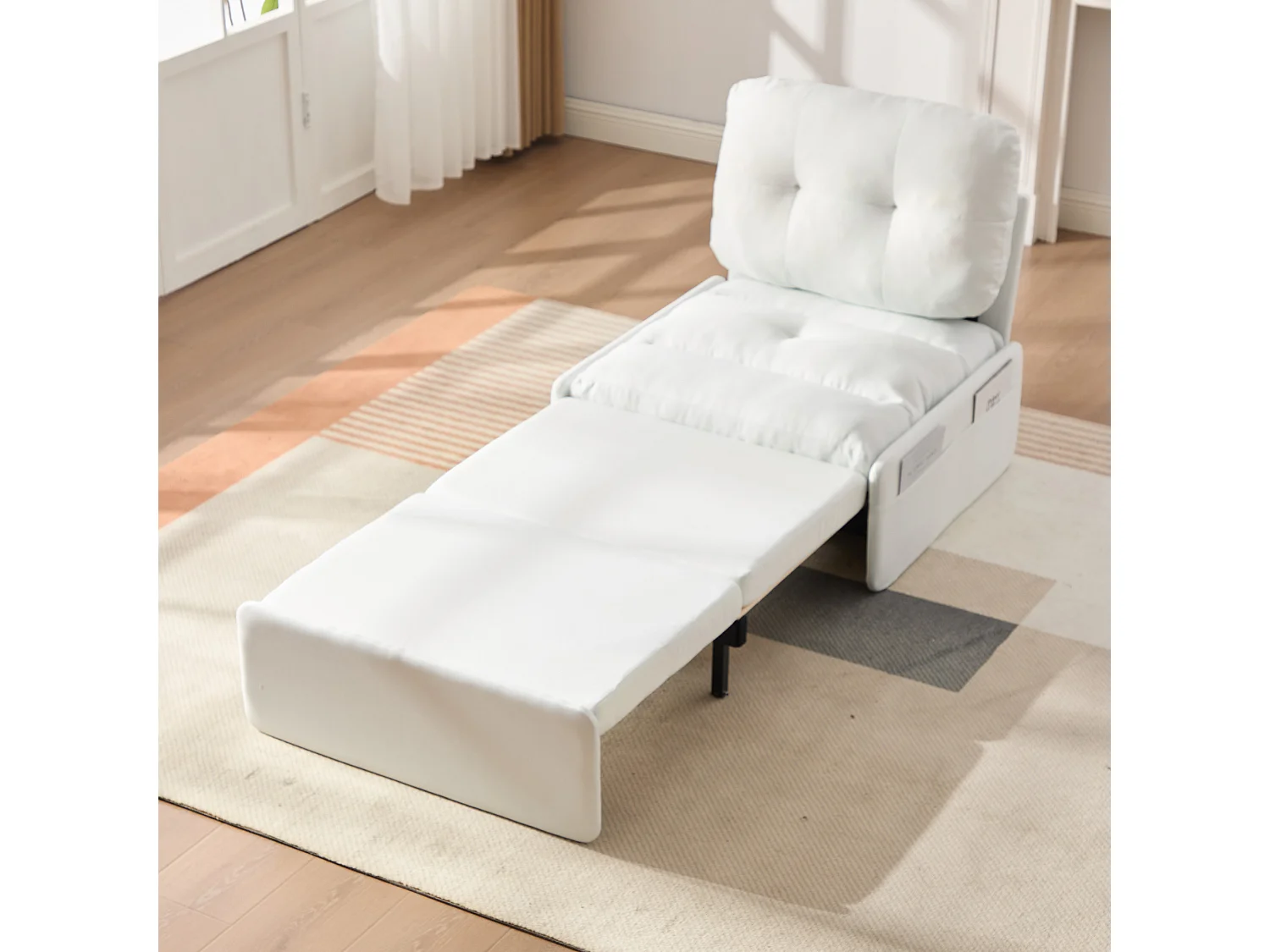 Canapé convertible moderne 2 en 1 - 195 x 81.5 x 90 cm - canapé-lit gigogne avec coussin - lin - blanc