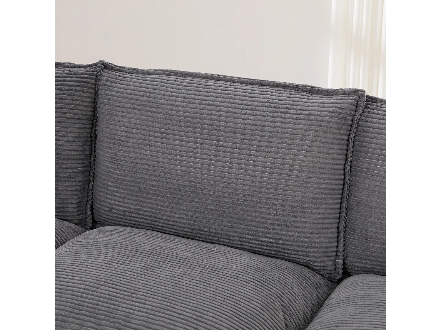 Zweisitzer-Cordsofa – 190 x 73 x 84 cm – mit USB-Anschluss und Taschen – Schaumstoffpolsterung – beige