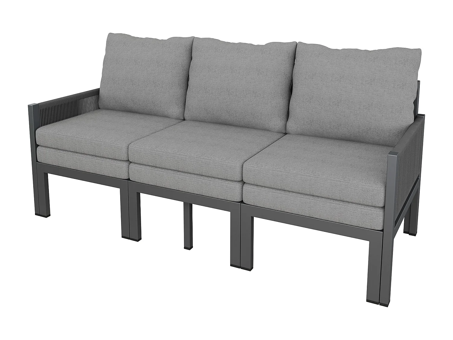 Havemøbelsæt - 3-personers sofa, der kan laves om til chaiselong - galvaniseret jern - grå