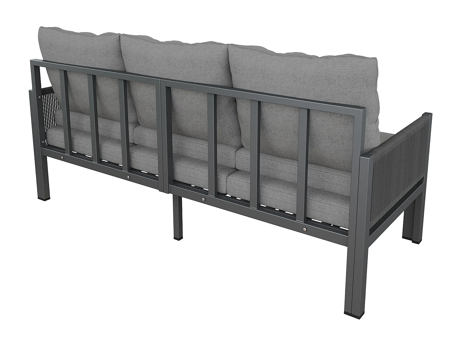 Havemøbelsæt - 3-personers sofa, der kan laves om til chaiselong - galvaniseret jern - grå