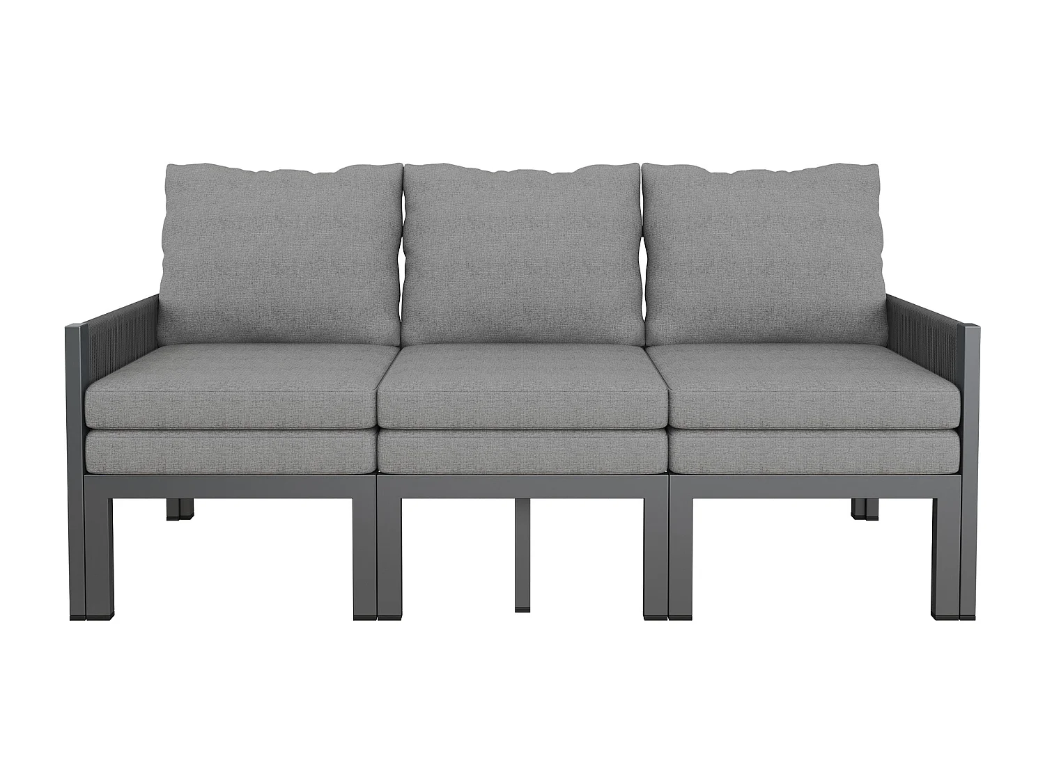 Havemøbelsæt - 3-personers sofa, der kan laves om til chaiselong - galvaniseret jern - grå