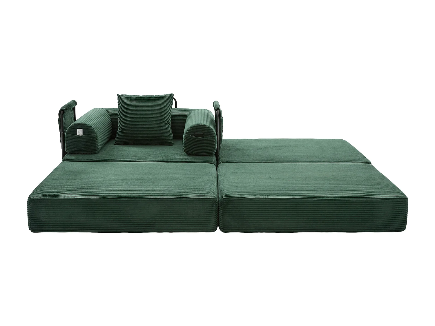 Verwandlungssessel aus Cord-Samt – 190 x 112 x 67 cm – mit Kissen + Tasche – stufenlos modular – grün