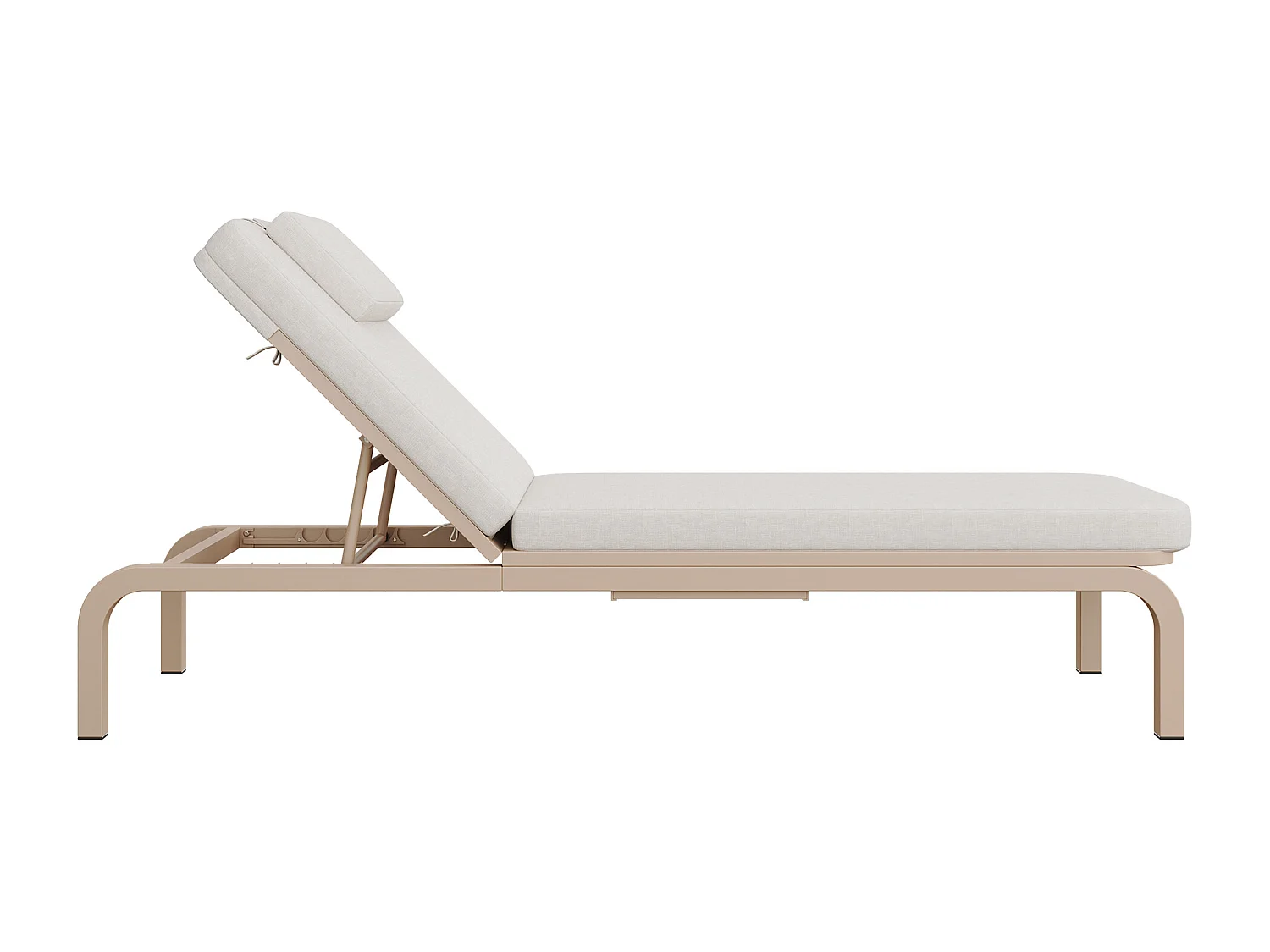 Leżak ogrodowy (1 szt.) - 194 x 63 x 93 cm - Łóżko dzienne ze stołem - Regulowane oparcie - Poliester - Beżowy
