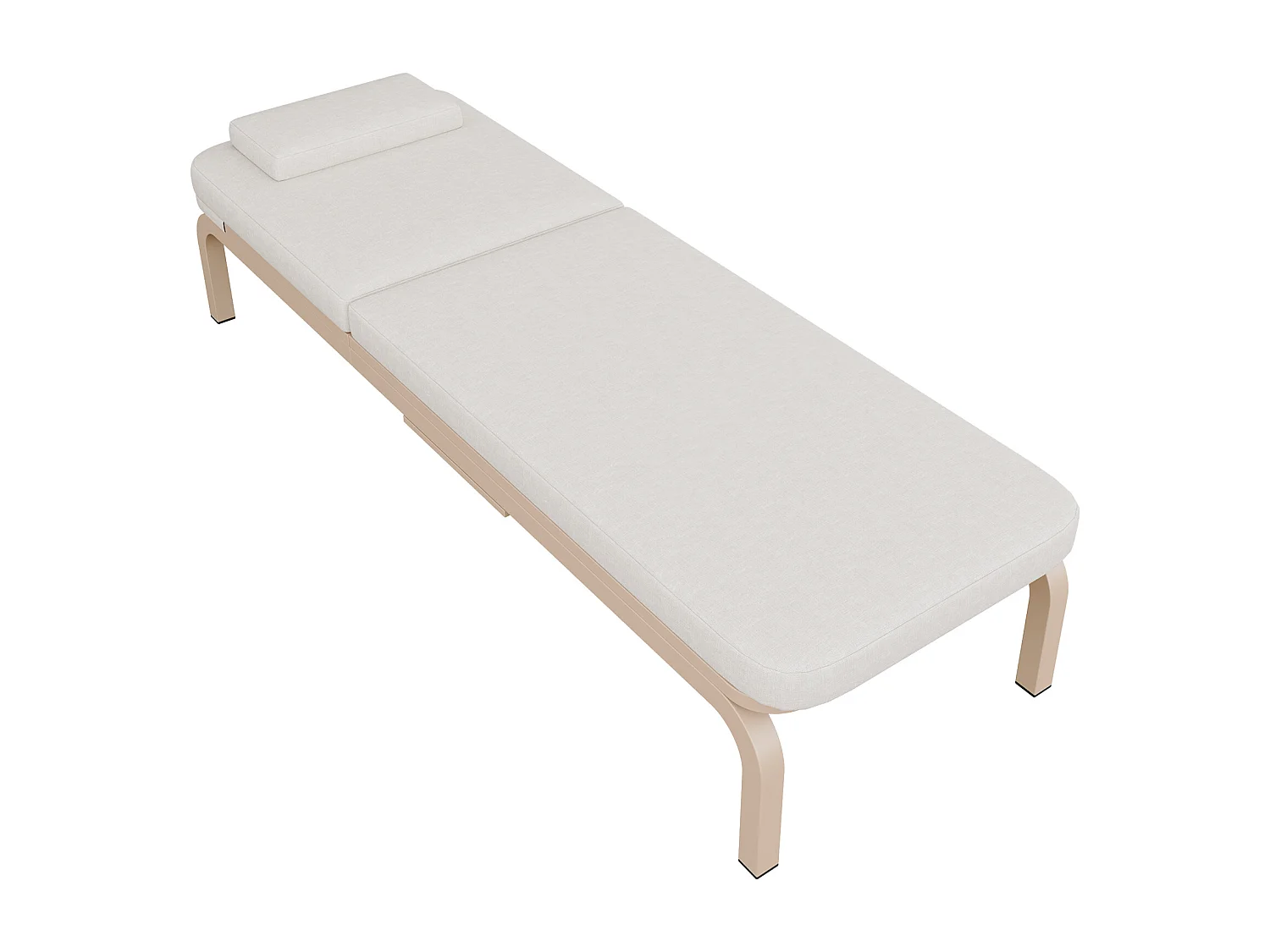 Leżak ogrodowy (1 szt.) - 194 x 63 x 93 cm - Łóżko dzienne ze stołem - Regulowane oparcie - Poliester - Beżowy