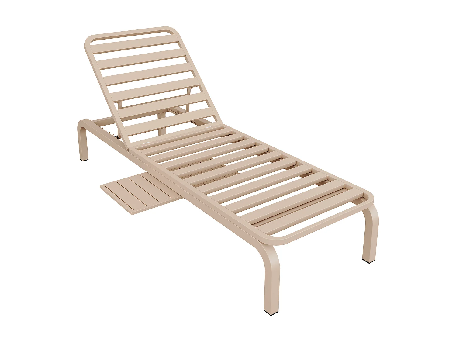 Leżak ogrodowy (1 szt.) - 194 x 63 x 93 cm - Łóżko dzienne ze stołem - Regulowane oparcie - Poliester - Beżowy