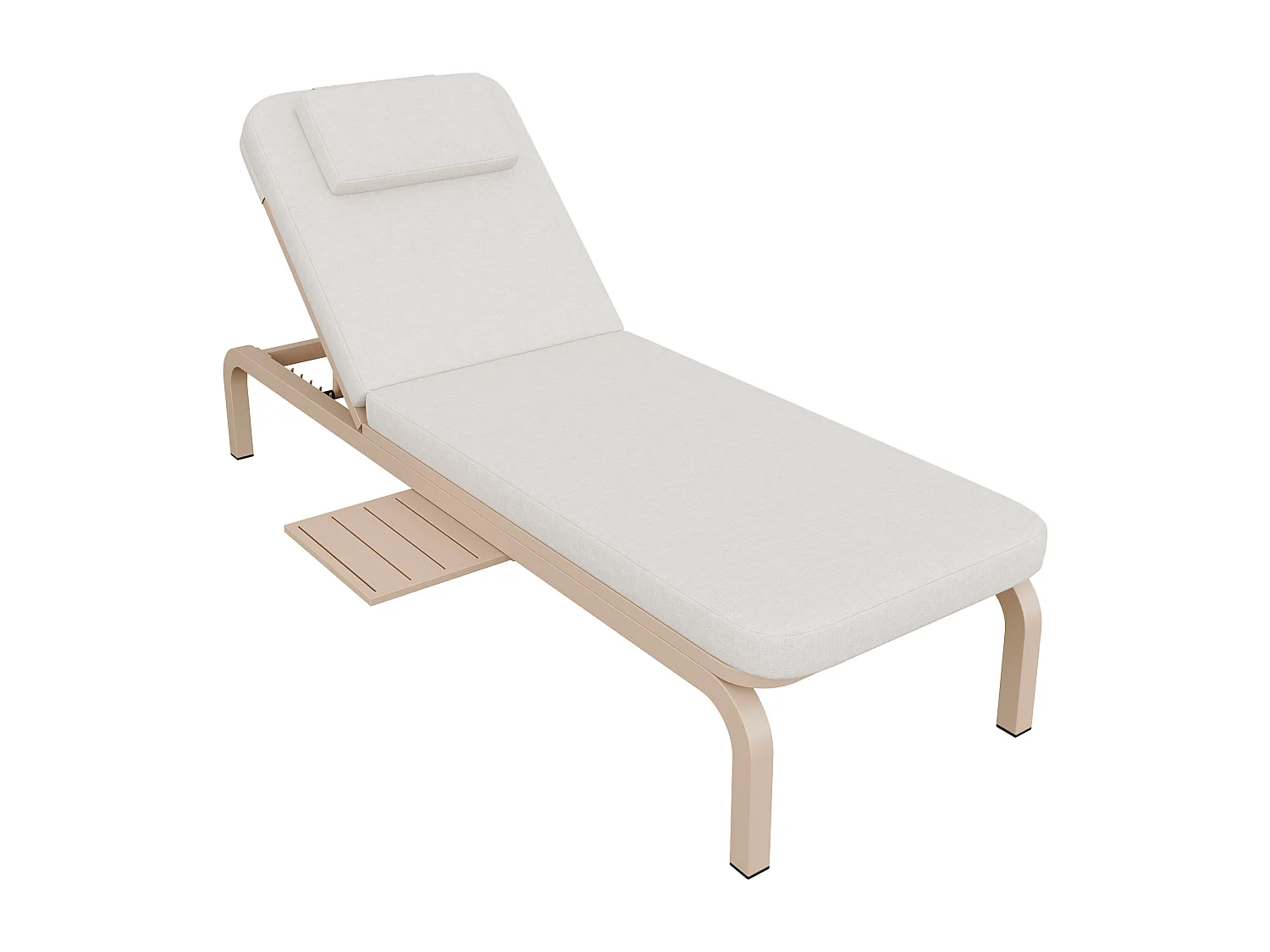 Leżak ogrodowy (1 szt.) - 194 x 63 x 93 cm - Łóżko dzienne ze stołem - Regulowane oparcie - Poliester - Beżowy