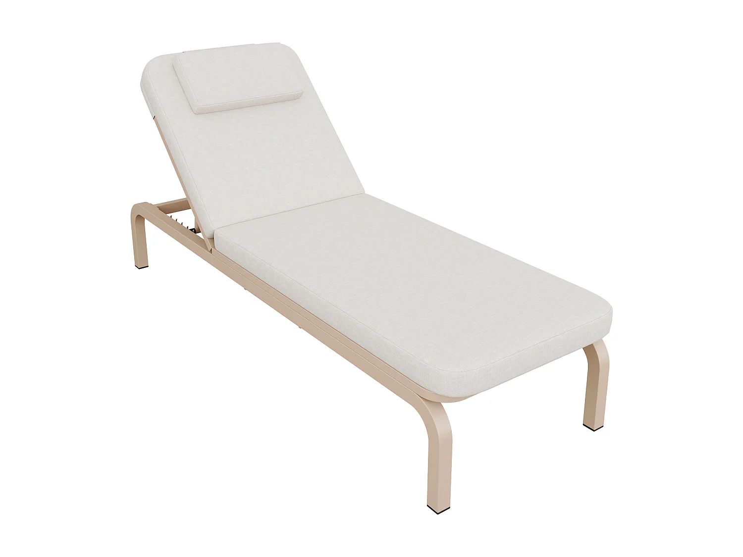 Leżak ogrodowy (1 szt.) - 194 x 63 x 93 cm - Łóżko dzienne ze stołem - Regulowane oparcie - Poliester - Beżowy