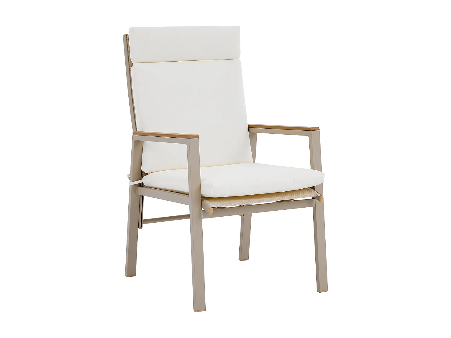 Ensemble table et chaise de jardin 4 places - avec 1 table + 4 chaises - structure en fer galvanisé - métal - beige