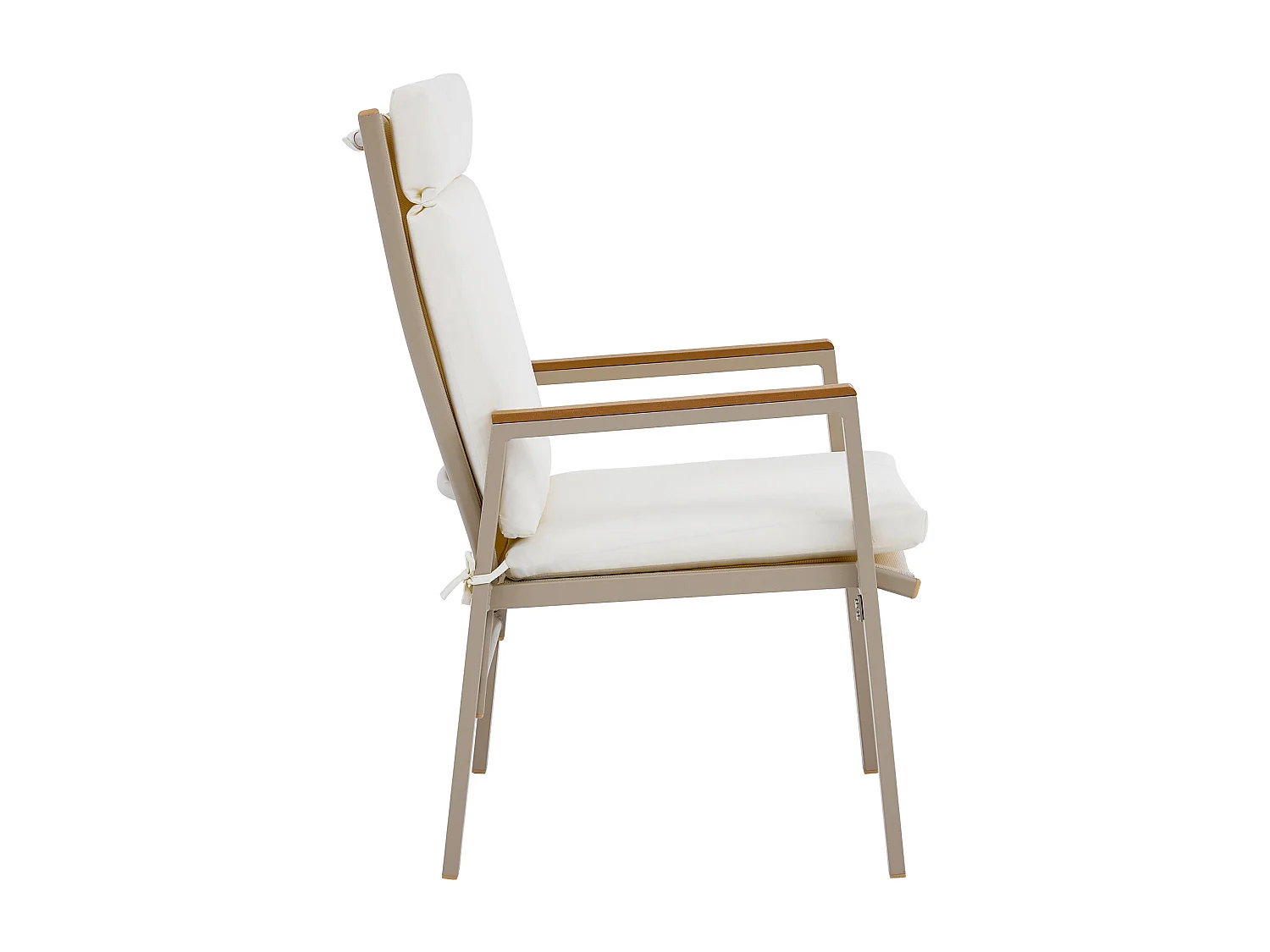 Ensemble table et chaise de jardin 4 places - avec 1 table + 4 chaises - structure en fer galvanisé - métal - beige