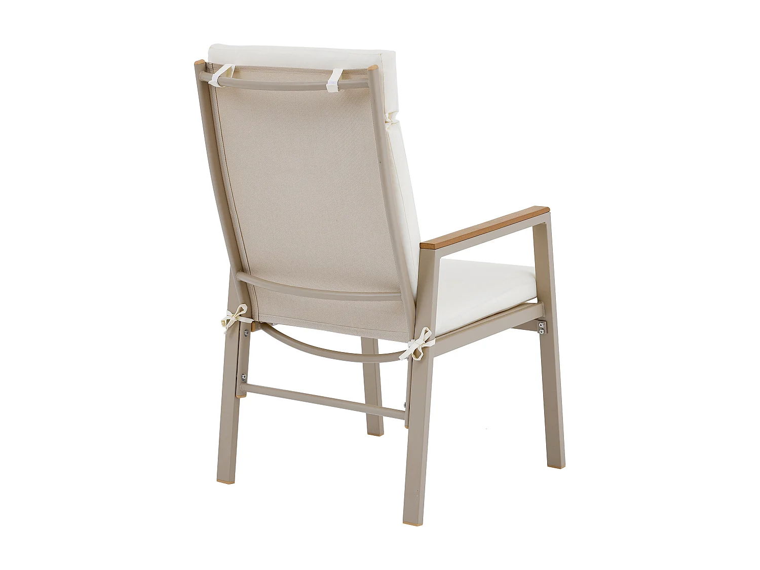 Ensemble table et chaise de jardin 4 places - avec 1 table + 4 chaises - structure en fer galvanisé - métal - beige