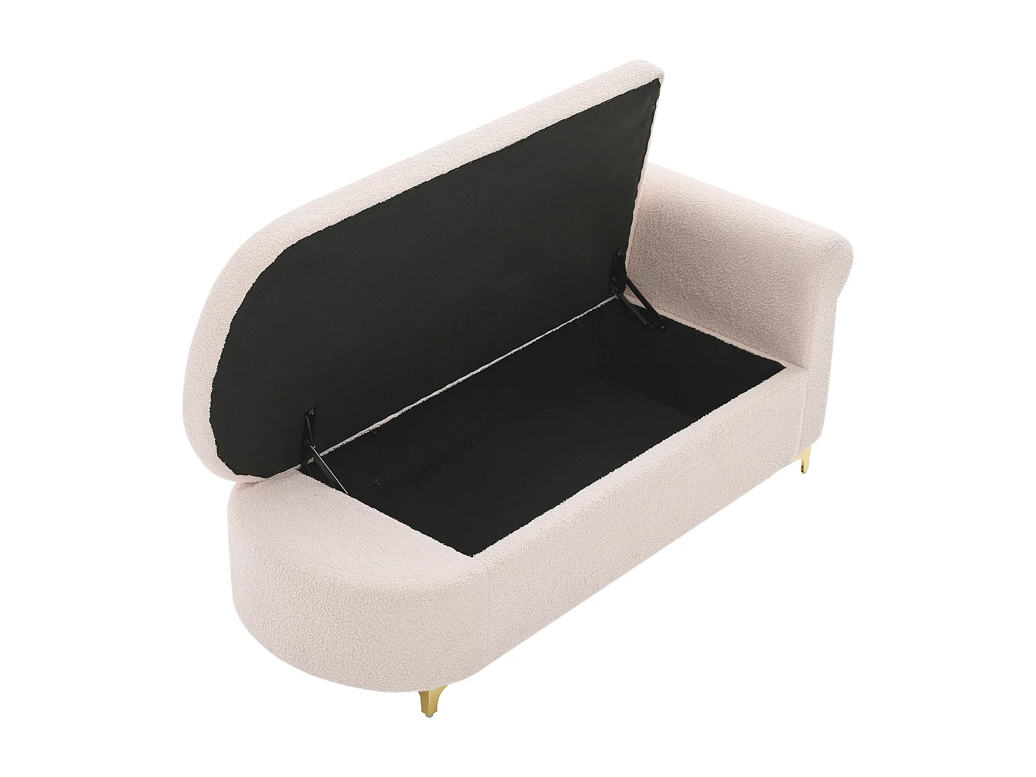 Méridienne moderne de dossier ondulé - 134 x 64 x 70 cm - avec rangement + coussins - rose