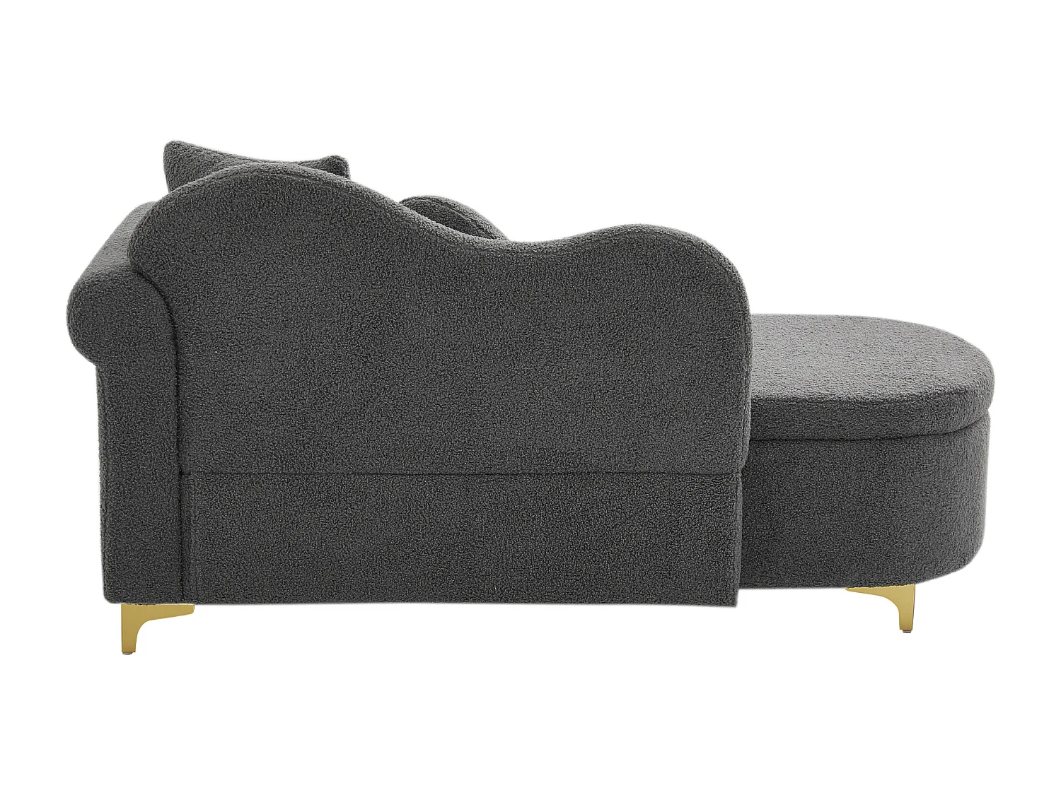 Méridienne moderne de dossier ondulé - 134 x 64 x 70 cm - avec rangement + coussins - gris