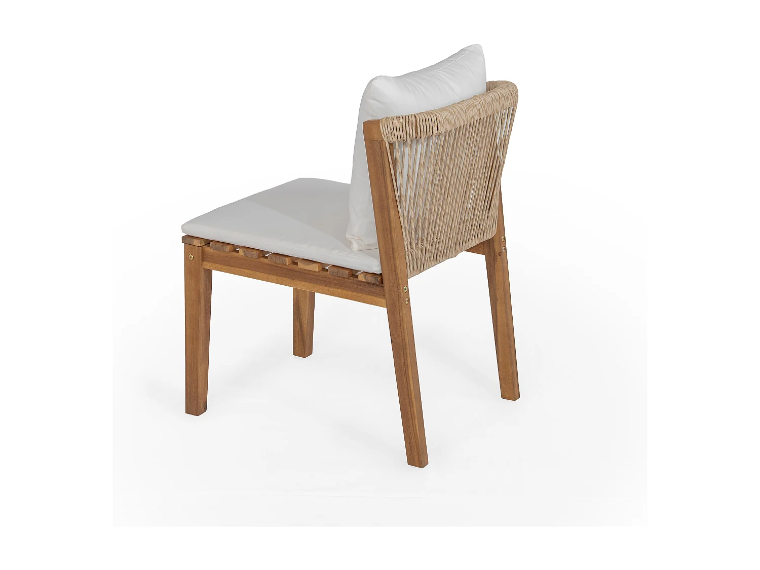 Ensemble table et chaise de jardin 6 places - avec 1 table + 6 chaises - Structure et plateau en bois massif - beige