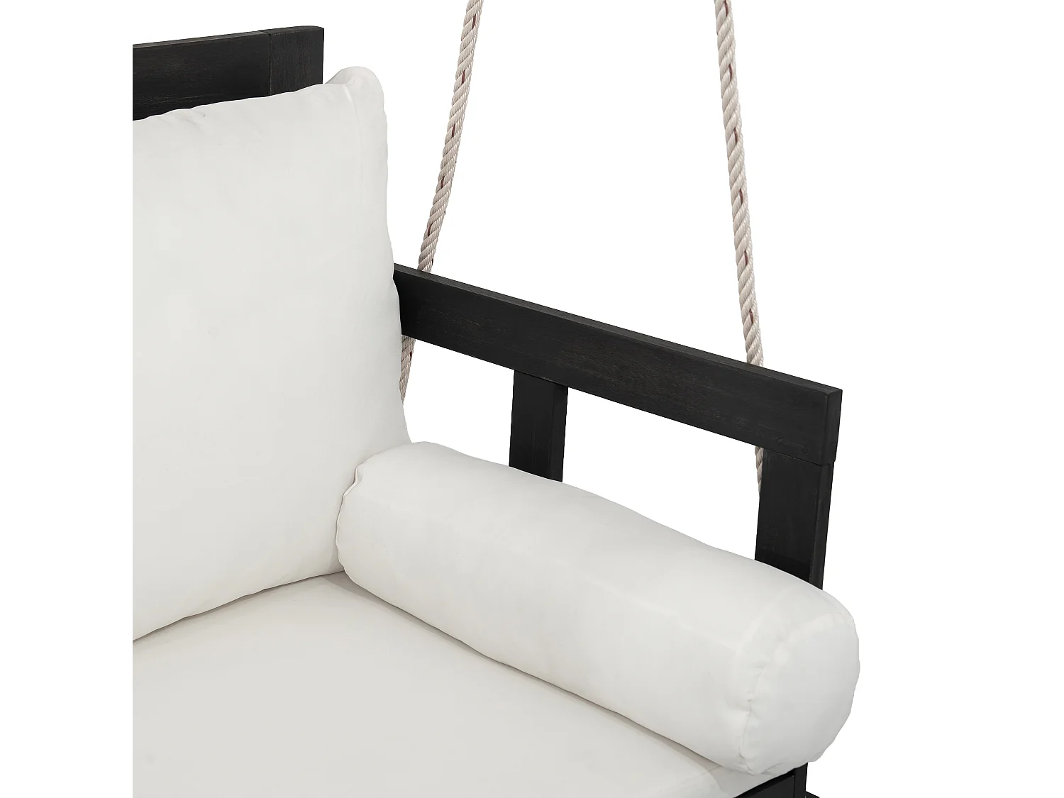 Cadeira de jardim dupla suspensa - 136 x 63 x 65 cm - com almofada + 2 cordas (estrutura não incluída) - acácia - preta