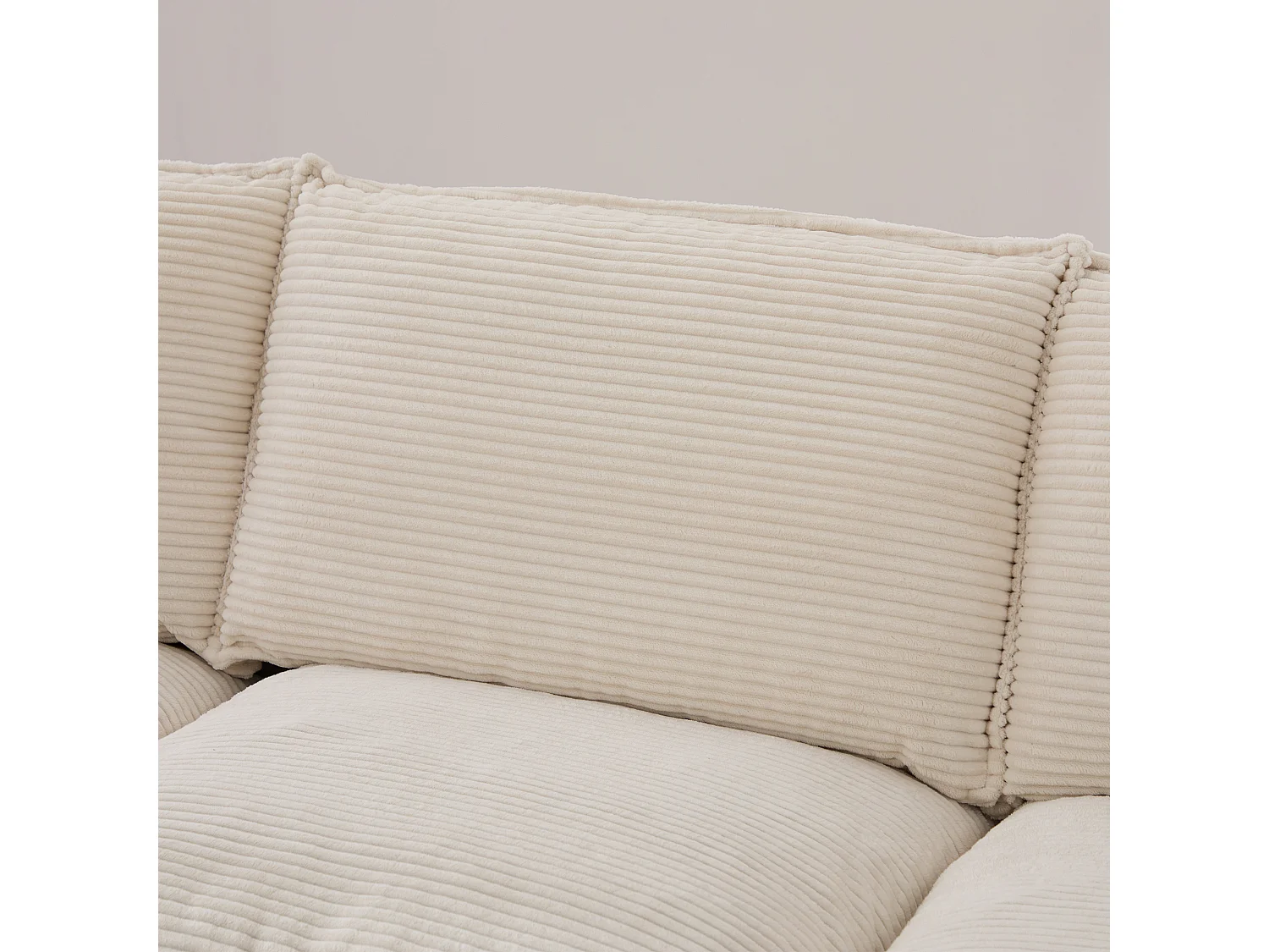 3-Sitzer-Cordsofa-Set – 260 x 132 x 84 cm – mit 2 Aufbewahrungshockern, USB-Anschluss und Taschen – beige