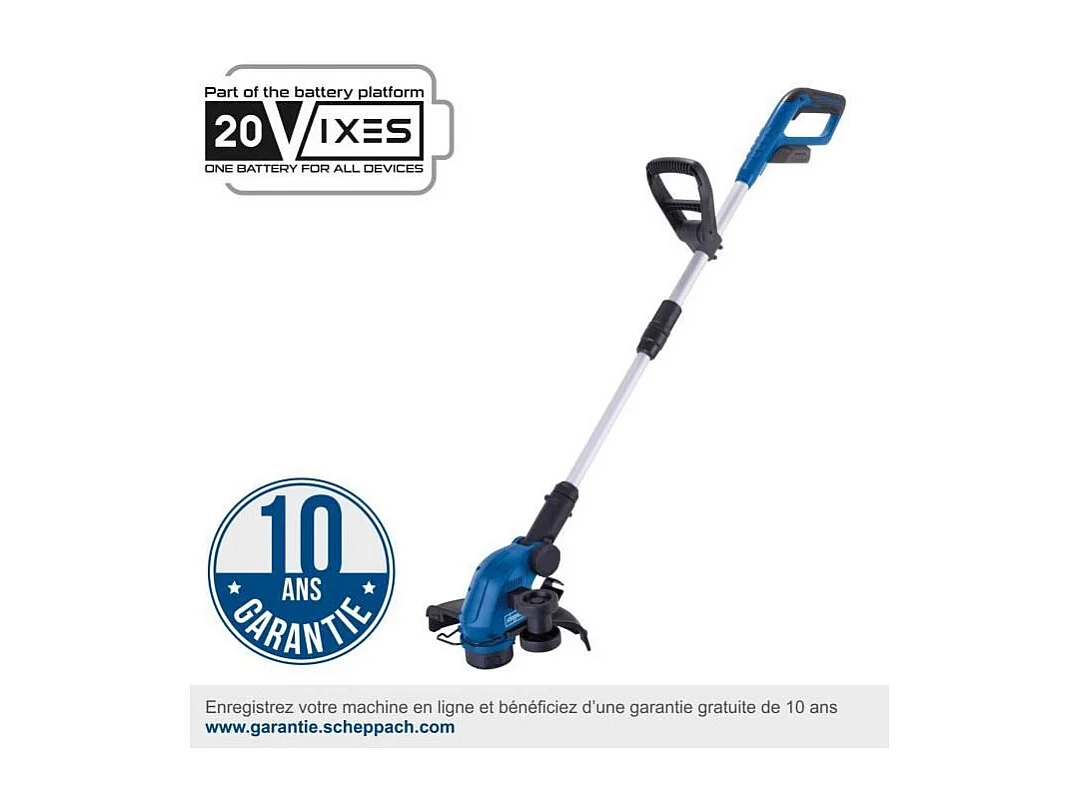 Coupe-bordure téléscopique sans fil SCHEPPACH C-LT300-X- 20V IXES - 2 en 1 Coupe et dresse bordures - sans batterie ni chargeu