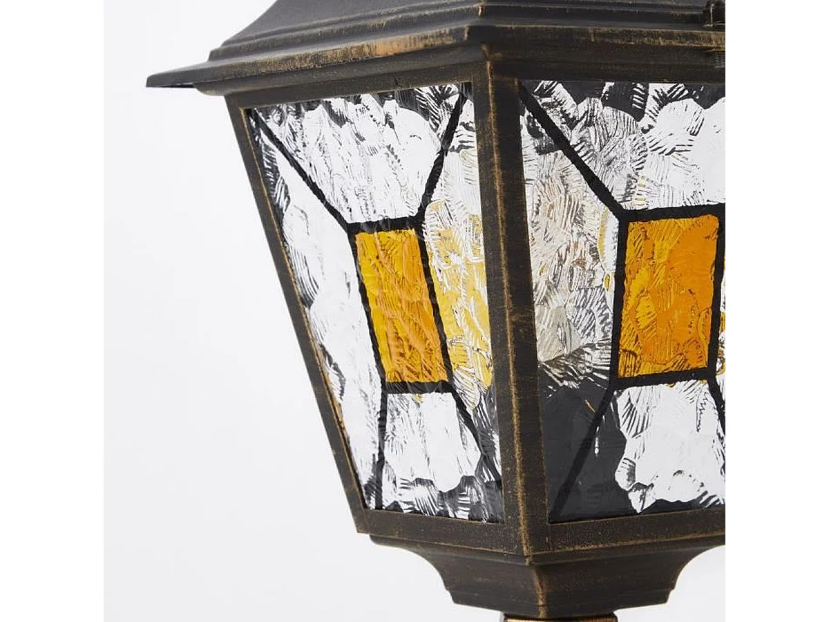 Lampadaire de jardin JANEL by Brilliant - Borne extérieure noir doré en métal et verre, E27, 44x18x18 cm