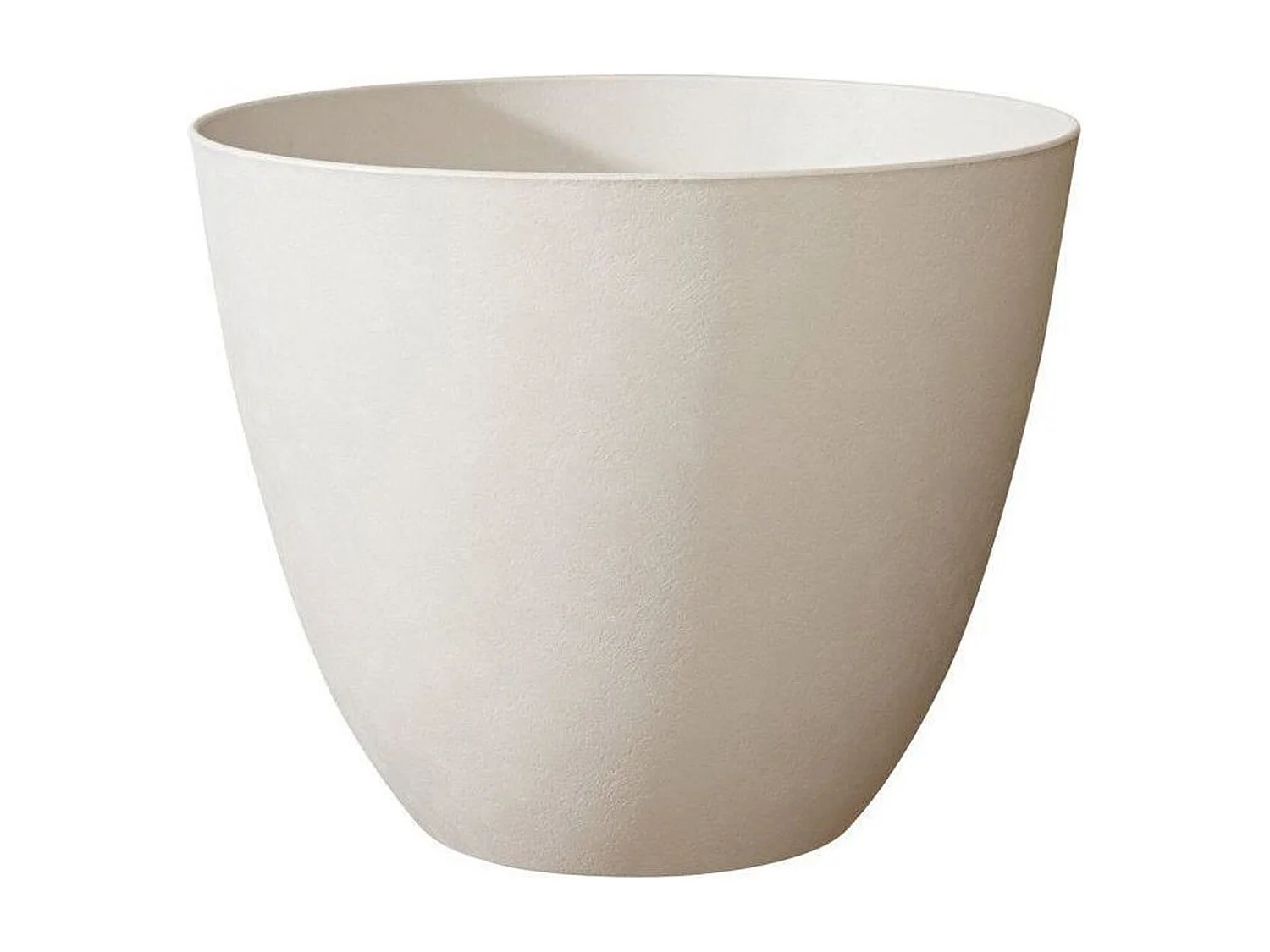 Ronde bloempot EDA Element 50 cm beige steenlook, robuust kunststof, intelligent drainagesysteem, voor binnen en buiten