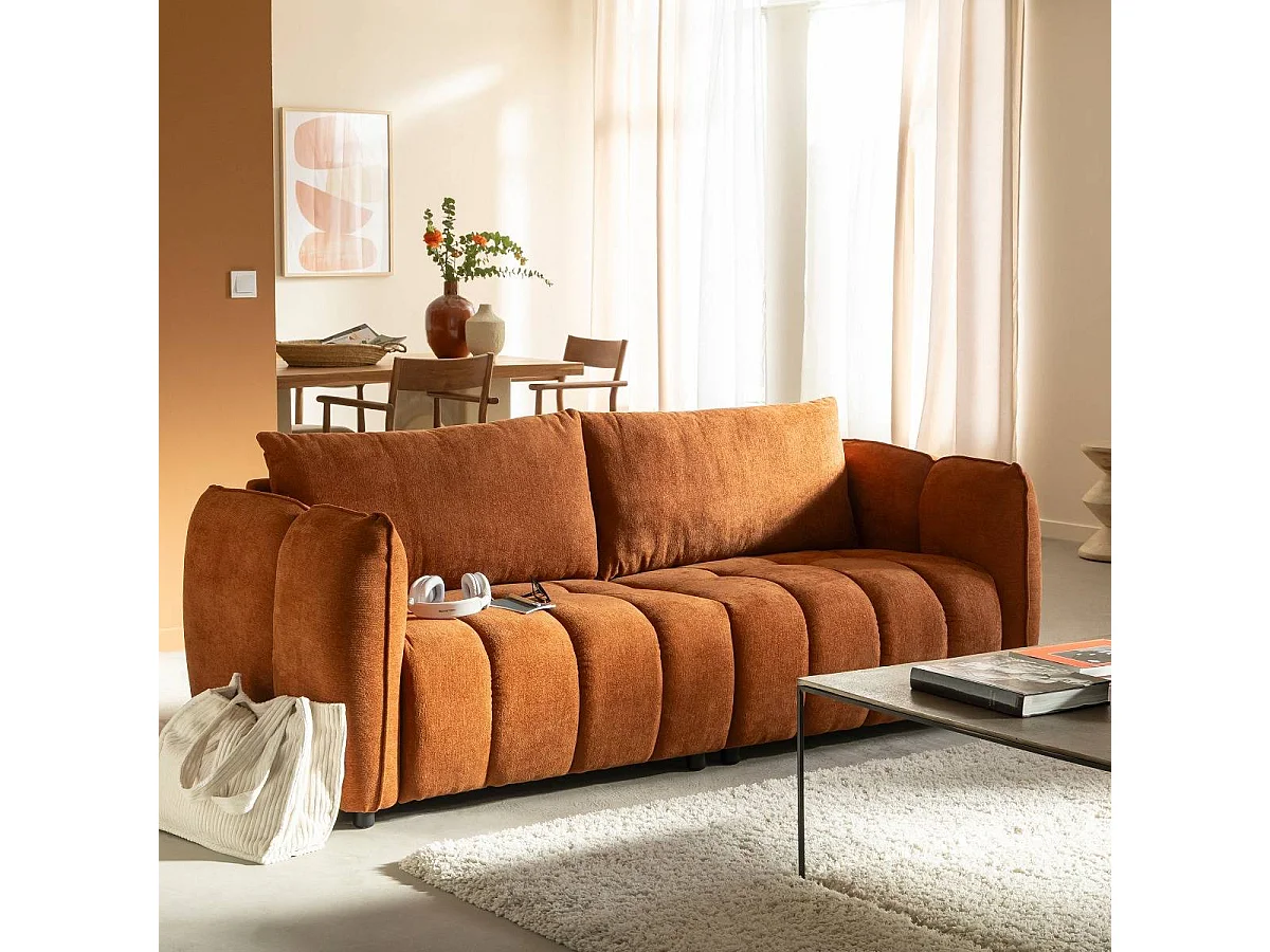 Canapé en tissu terracotta Kaori