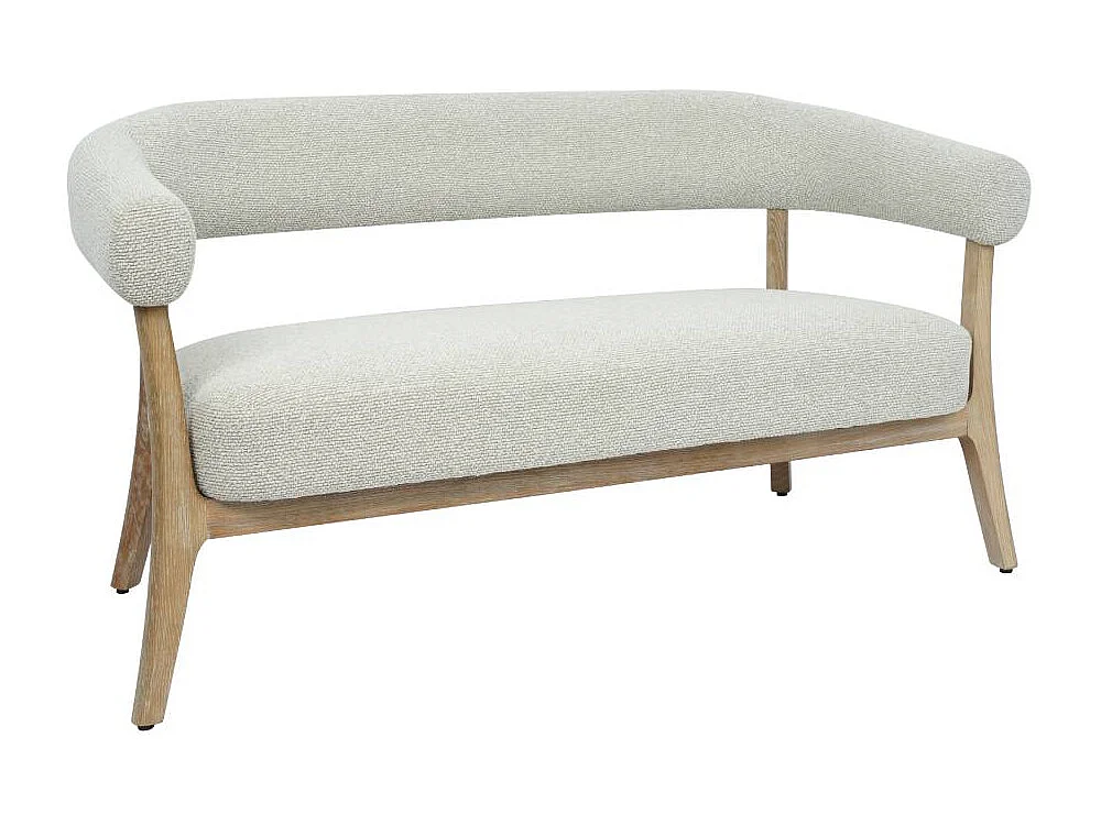 Banc d'entrée en bois et tissu écru Freya