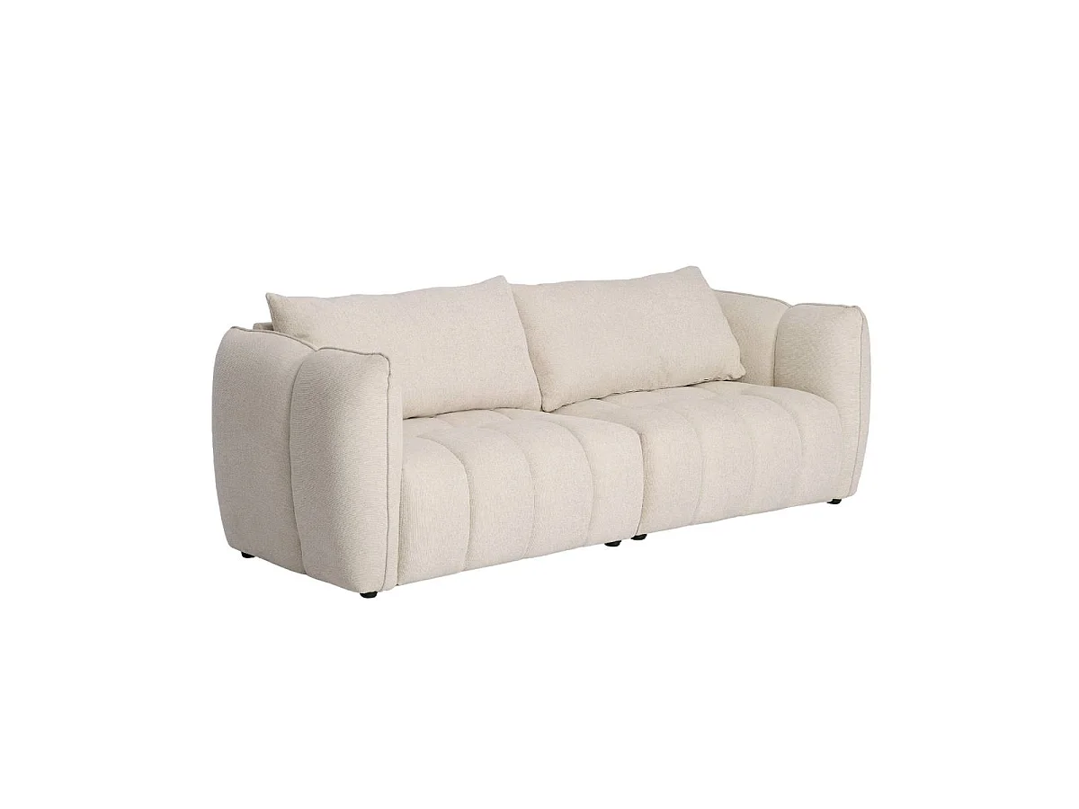 Canapé en tissu beige 3 places Kaori