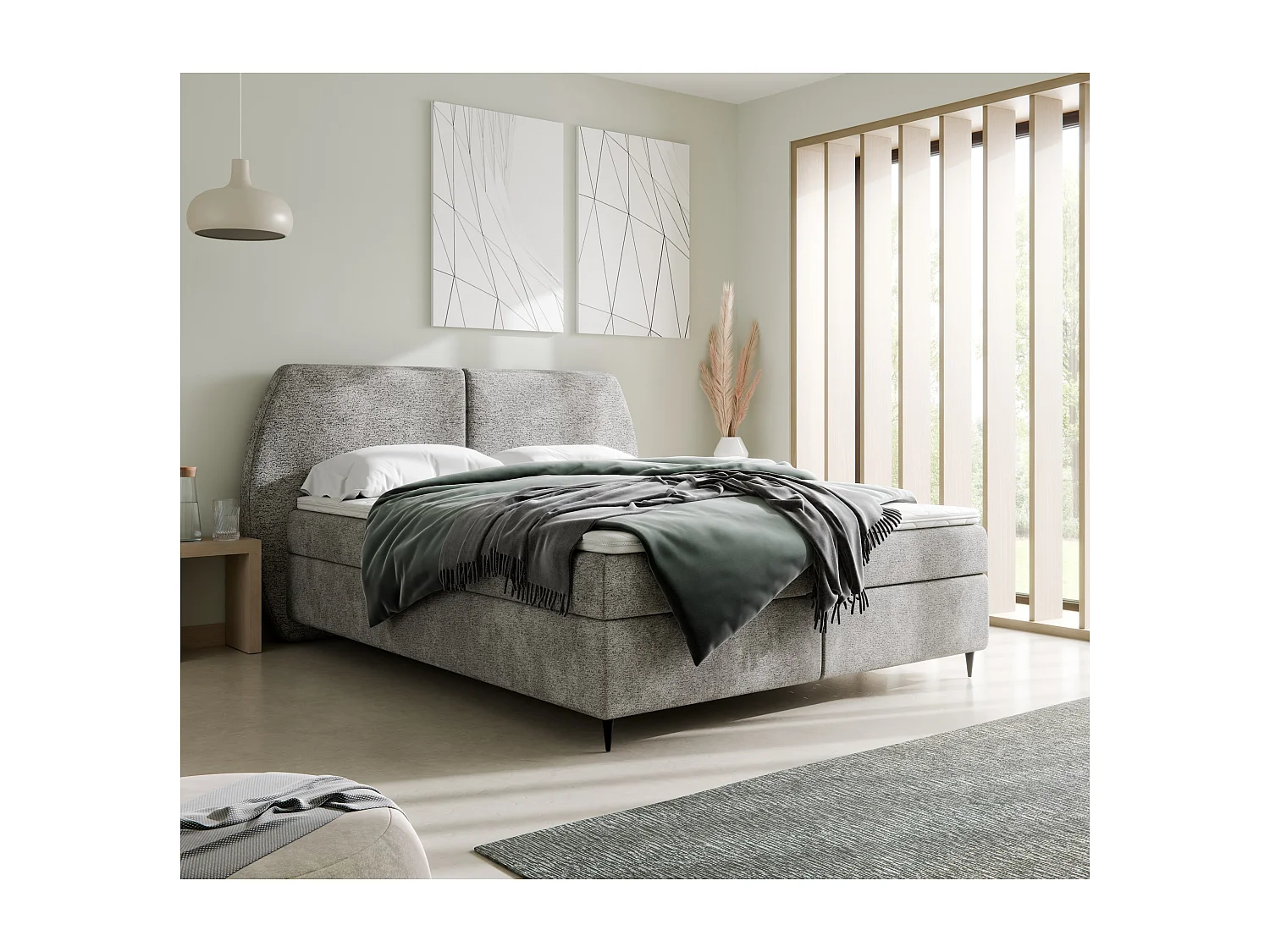 Boxspringbett MADRYT, 180x200 cm, Dunkelgrau, inkl. 2 Bettkästen und Topper