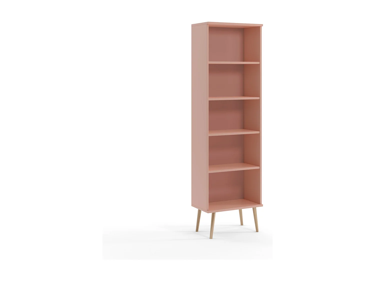 Bibliothèque NATURA 180 cm Rose Poudréo 4 étagères réglables
