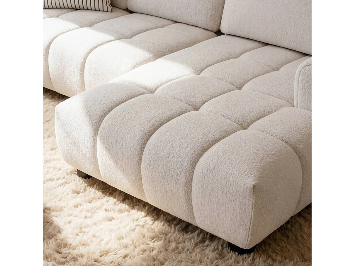 Canapé d'angle en tissu beige Syrel