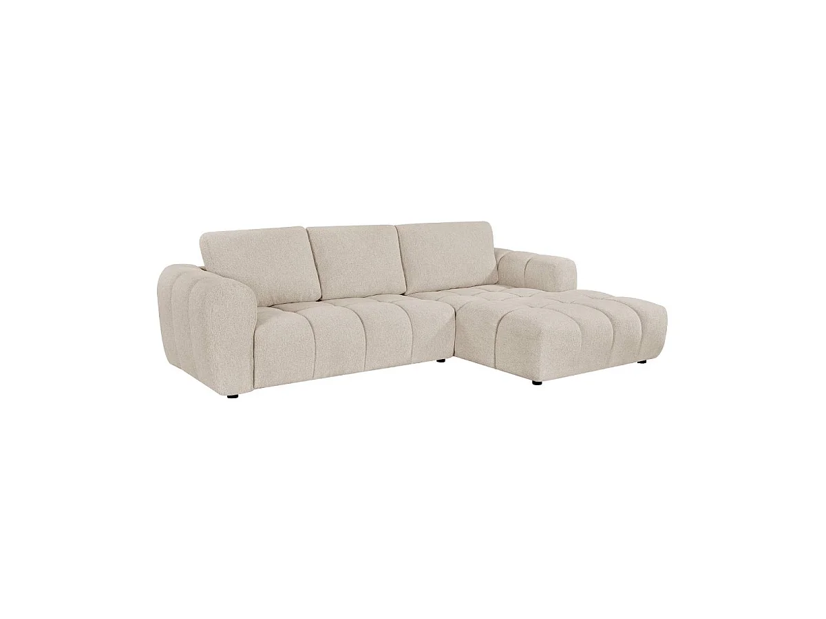 Canapé d'angle 3 places en tissu beige SYREL