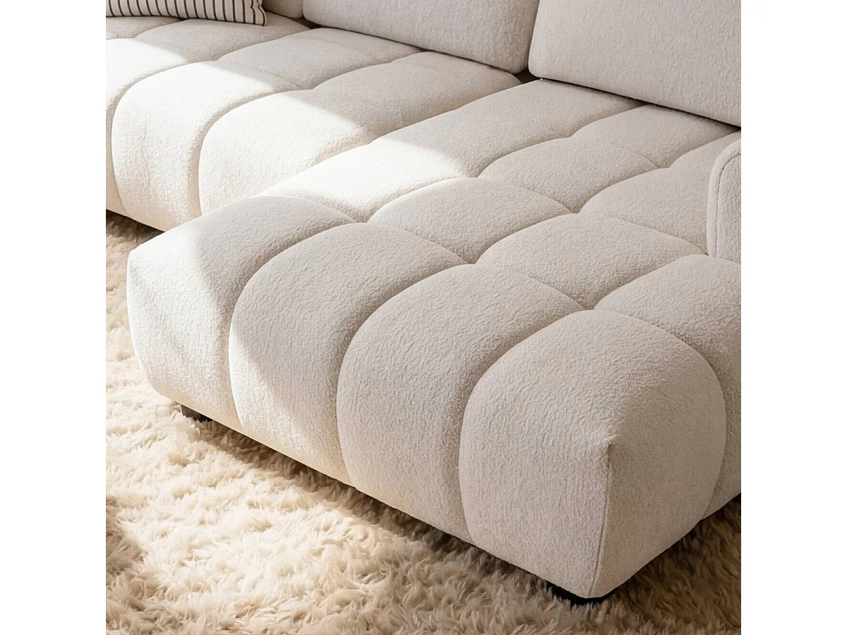 Canapé d'angle 3 places en tissu beige SYREL