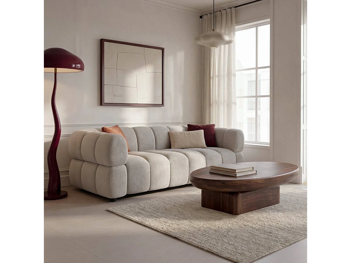Canapé 3 places en tissu beige