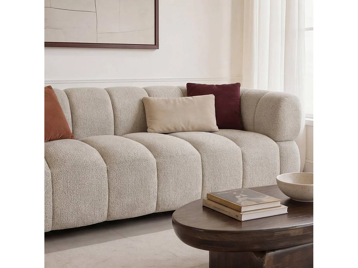 Canapé 3 places en tissu beige