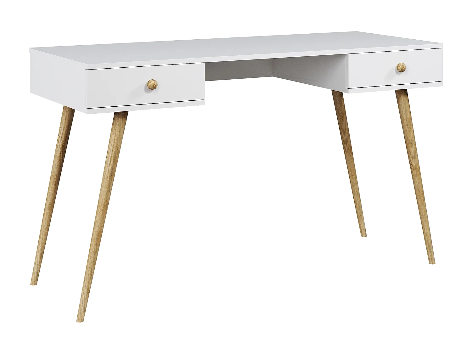 Schreibtisch NATURA, 135 cm, Weiß Matt, mit 2 Schubladen