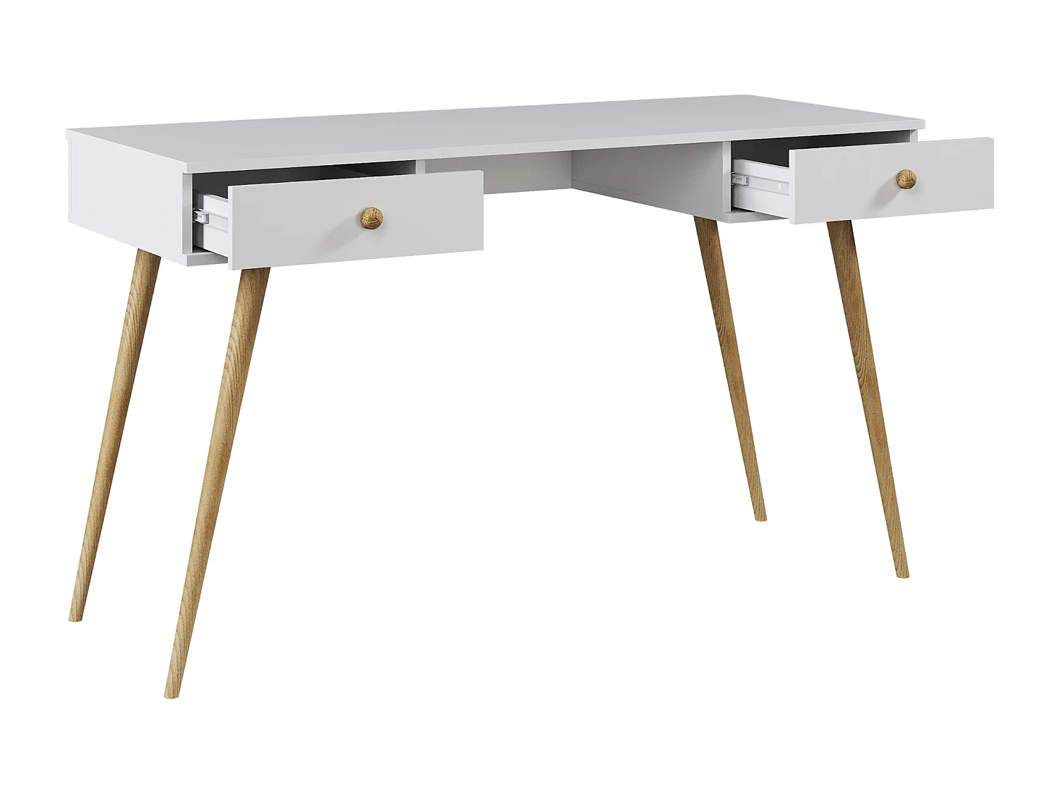 Schreibtisch NATURA, 135 cm, Weiß Matt, mit 2 Schubladen