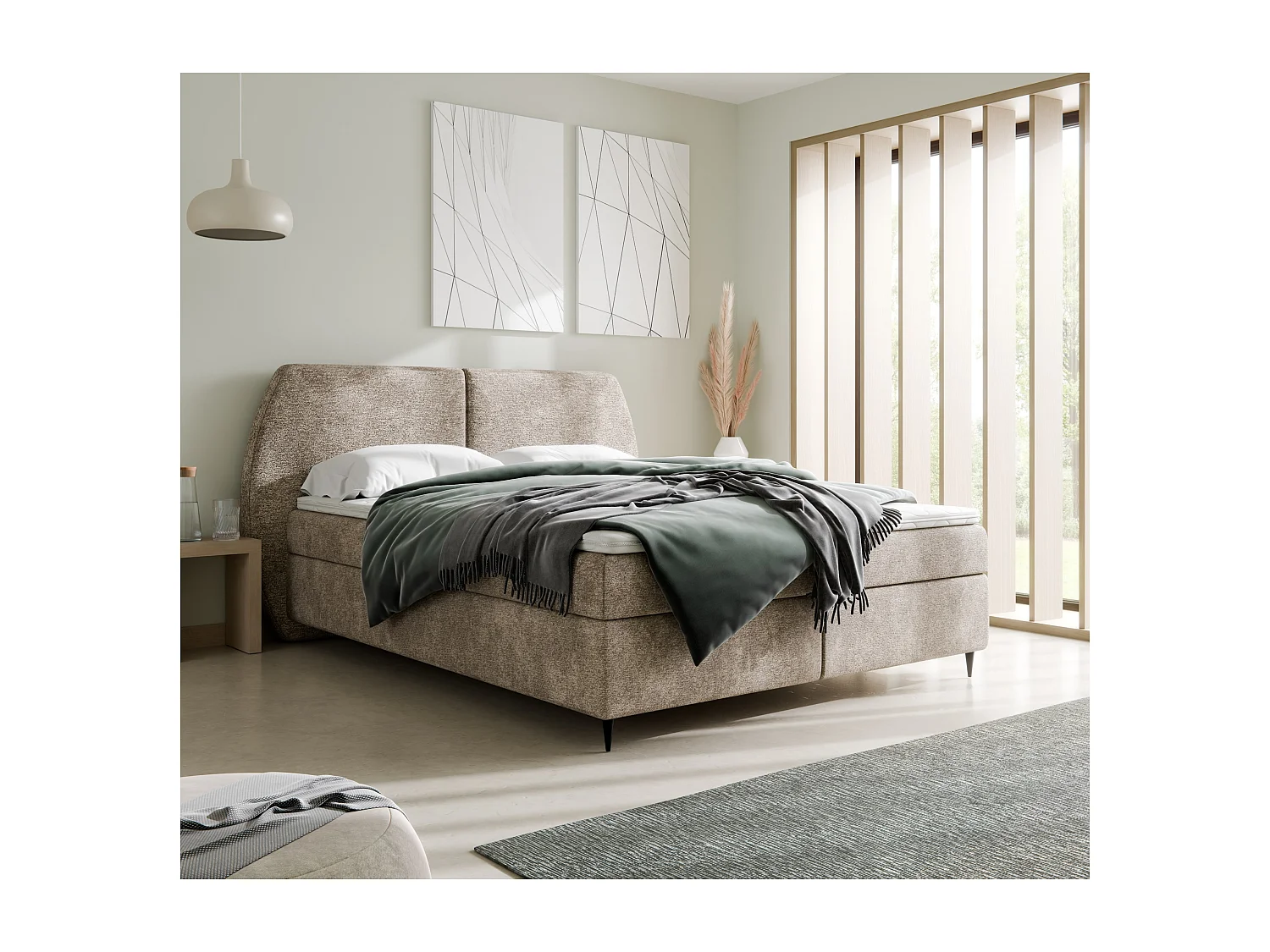 Boxspringbett MADRYT, 180x200 cm, Cappuccino, inkl. 2 Bettkästen und Topper