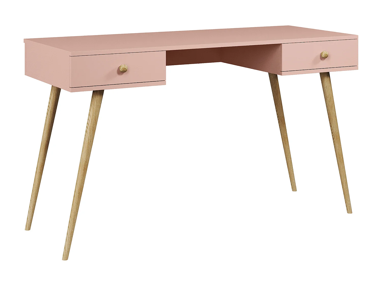 Schreibtisch NATURA, 135 cm, Rosa, mit 2 Schubladen