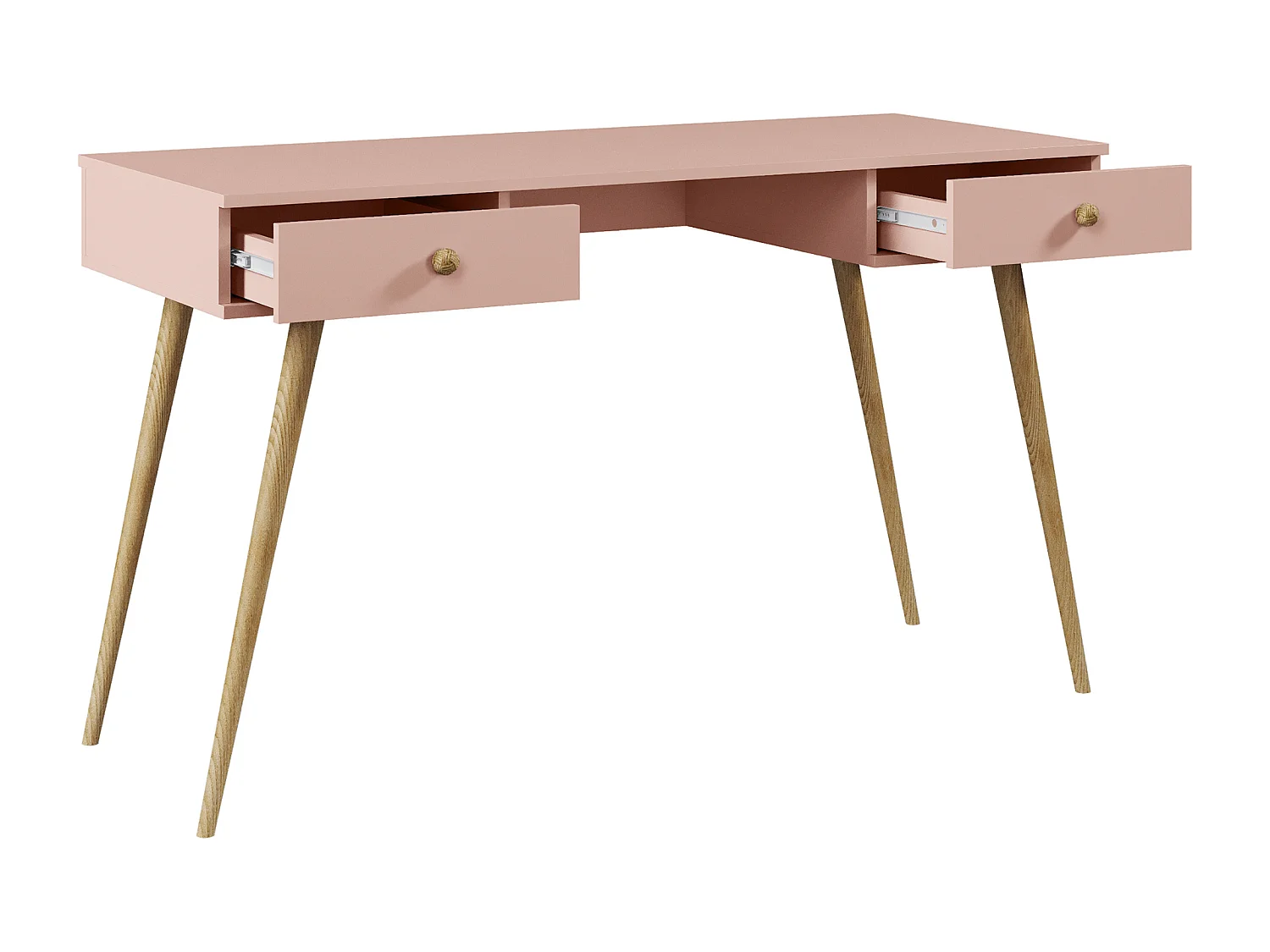 Schreibtisch NATURA, 135 cm, Rosa, mit 2 Schubladen
