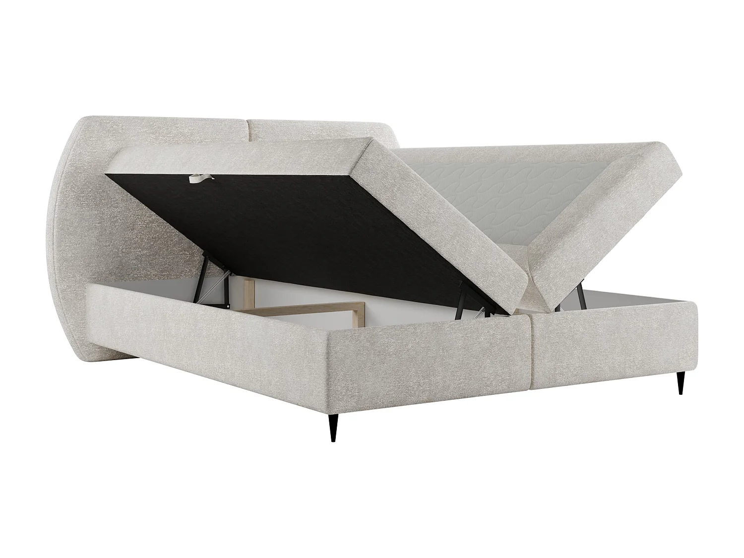 Boxspringbett MADRYT, 160x200 cm, Dunkelgrau, inkl. 2 Bettkästen und Topper