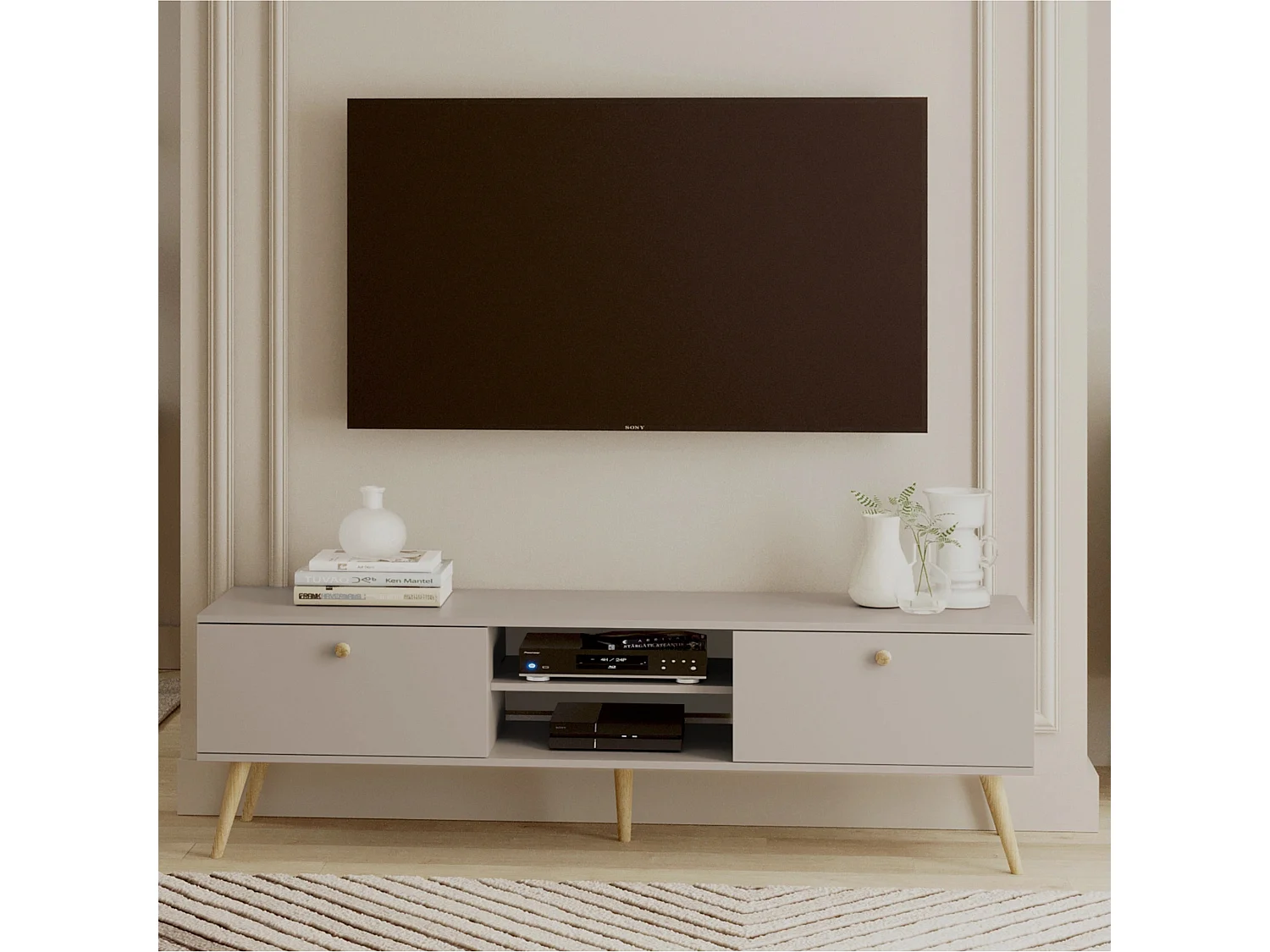 Lowboard NATURA, 170 cm, Kaschmir, 2 Schubladen mit Soft-Close