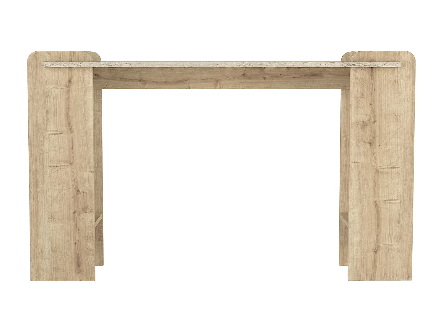 Console avec 2 étagères - Naturel clair et Effet travertin beige - OSENYA