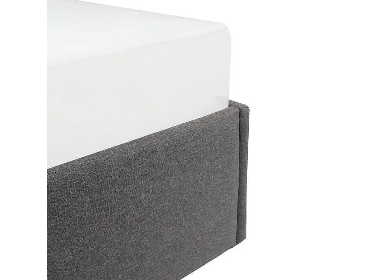 ECLIPSE Lit coffre 140x190 cm - Tissu gris clair - Sommier inclus