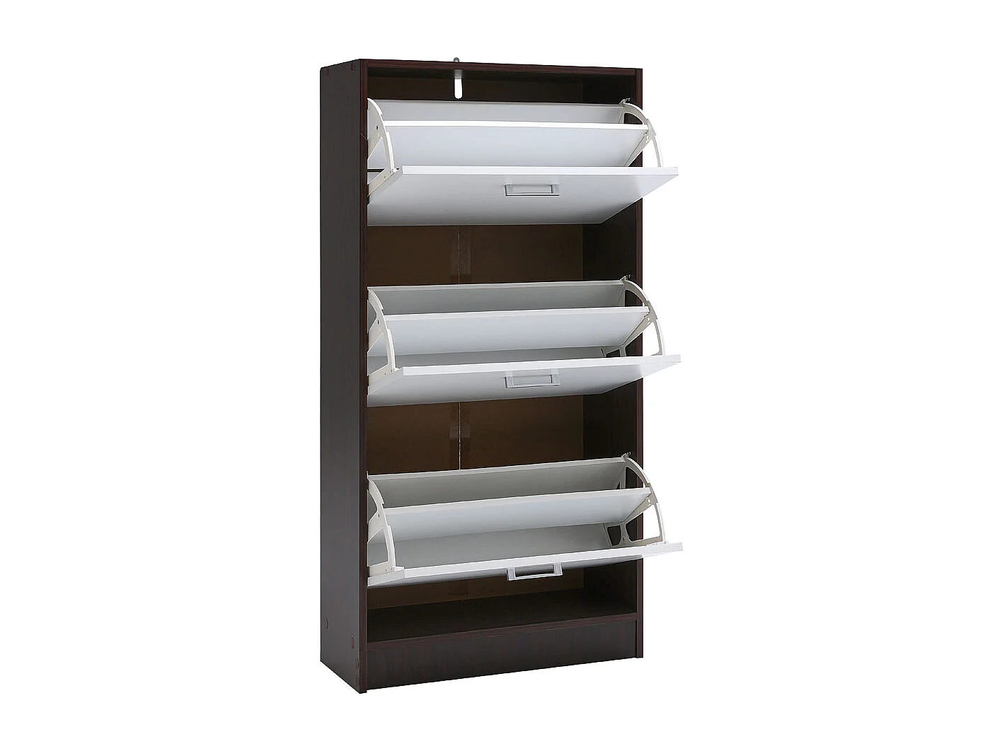 3-Tier Wooden Shoe Rack with Flip-Down Drawers