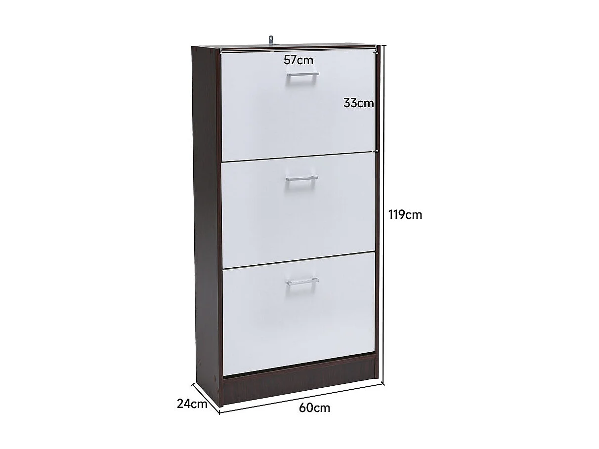 3-Tier Wooden Shoe Rack with Flip-Down Drawers