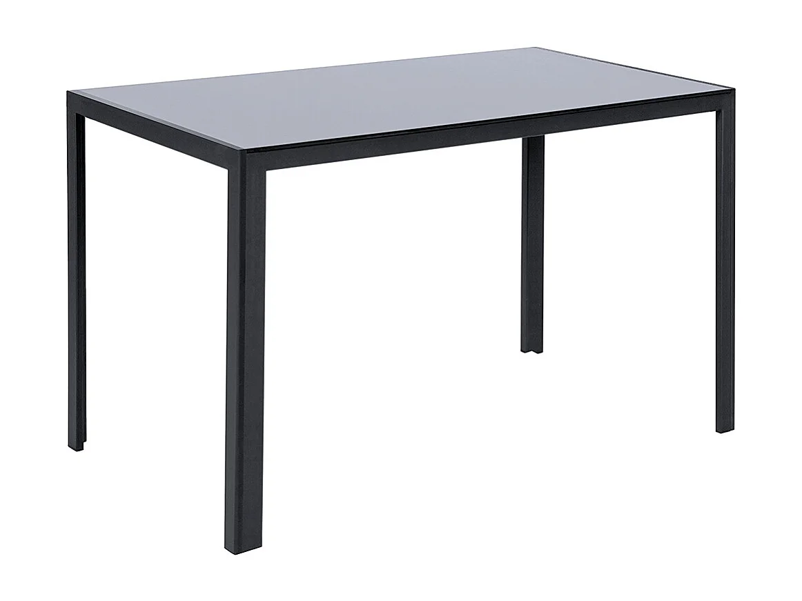 4-Seater Black Glass Dining Table with Metal Frame