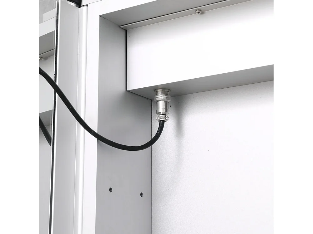 Black Rectangular LED Mirror Cabinet with Adjustable Lighting